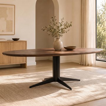 Stafford dining table - 280cm - 10 seater - oval - spicebrown and black - mango wood and metal