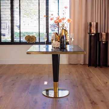 Can roca black marble effect 2 seater square dining table