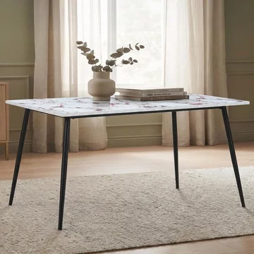 Horizon dining table - 180cm - 6 seater - violetta and black - marble effect and metal