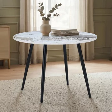 Horizon dining table - 90cm - 2 seater - round - pandora and black - marble effect and metal