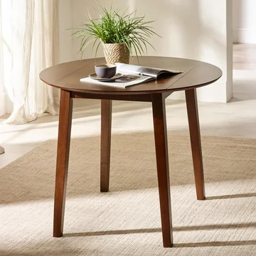 Coast drop leaf dining table - 55cm-90cm - 2-4 seater - round - walnut - solid wood