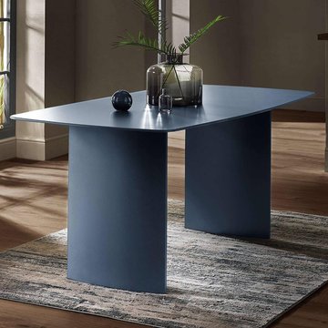 Element dining table - 180cm - 6 seater - matt blue - glass and wood