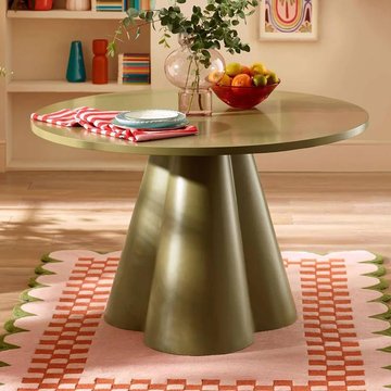 Fable dining table - 120cm - 4 seater - round - pedestal base - green - wood