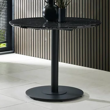 Luca dining table - 100cm - 4 seater - round - black - marble effect and metal