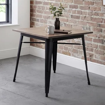 Grafton dining table - 80cm - 2 seater - square - black - elm wood and metal