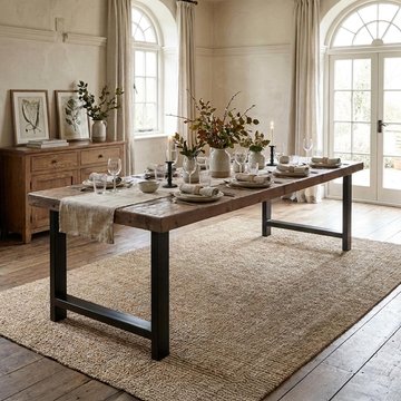 Bassano industrial dining table - 300cm - 12 seater - brown and black - recycled wood and metal