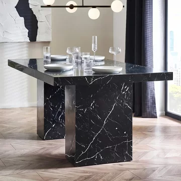 Rome dining table - 180cm - 6 seater - black - marble effect