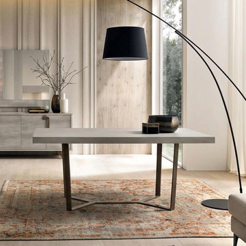Jupiter extending dining table - 160cm-264cm - 6-10 seater - geometric base - eco stone and black