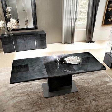 Montecarlo extending dining table - 196cm-250cm - 8-10 seater - pedestal - grey koto high gloss