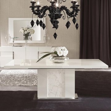 Canova extending pedestal dining table - 8-10 seater - 196-250cm - white gloss