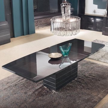 Versilia extending pedestal dining table - 8-10 seater - 196cm-250cm - black