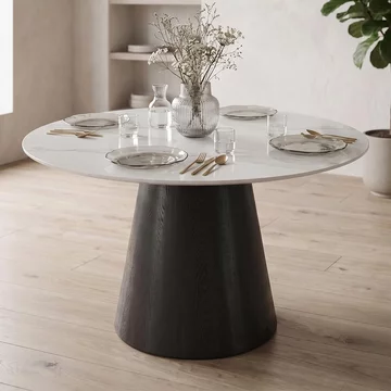 Calgary dining table - 110cm - 4 seater - round - white and black