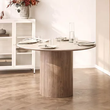 Delphi extending dining table - 120cm-200cm - 4-8 seater - round - dark brown - ceramic and wooden