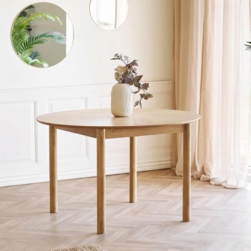 Bundaberg oak extending dining table - 120cm-220cm - 4-8 seater - round - natural