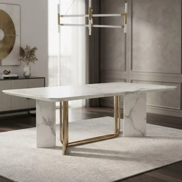 Clearance - vieste dining table - 8 seater - 200cm - white - marble - fss16605
