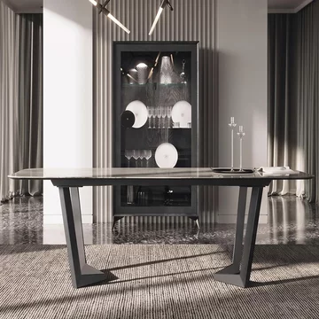 Krystal italian dining table - 240cm - 10 seater - net base - ceramic and metal