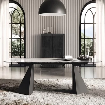 Krystal italian dining table - 240cm - 10 seater - tent base - ceramic and metal