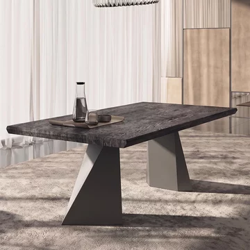 Krystal italian extending dining table - 160cm-260cm - 6-10 seater - tent base - medblue birch gloss - wooden and metal