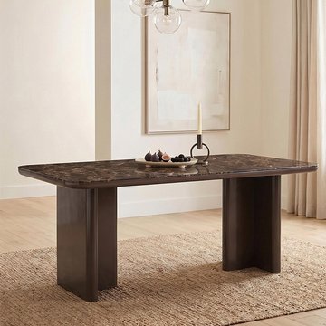 Almundi dining table - 230cm - 8 seater - double pedestal - chocolate brown - ceramic