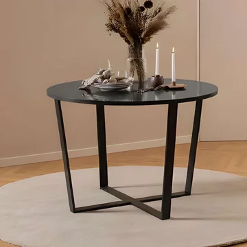 Amble round dining table - 4 seater - 110cm - black marble effect