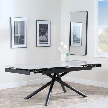 Apollo extending dining table - 6-8 seater - 160cm-220cm - grey ceramic - black base