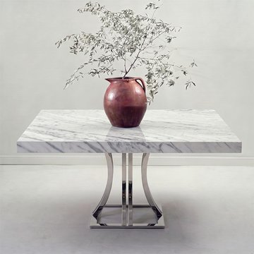 Aurora dining table - 8 seater - 150cm - square - marble with stainless steel pedestal base - variation available