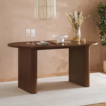 Axel oval dining table - 6 seater - 160cm - walnut fluted