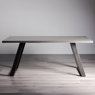 Hirst grey painted tempered glass dining table - 6 seater - 180cm