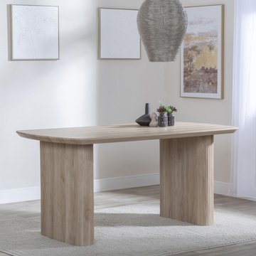 Bern fluted dining table - 6 seater - 160cm - oak - pedestal base