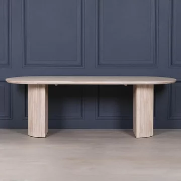 Blanche acacia wood fluted dining table - oval - 8 seater - 230cm