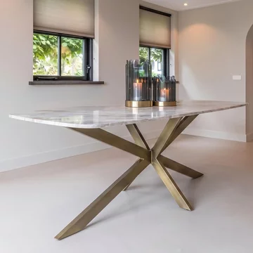 Bottega dining table - 220cm - 8 seater - spider legs - blush beige - marble and metal