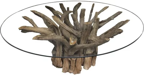 Branchwood dining table - 4 seater - 130cm - round - glass top