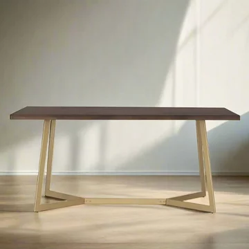Caltan dining table - 6 seater - 170cm - walnut mango wood and gold - geometric