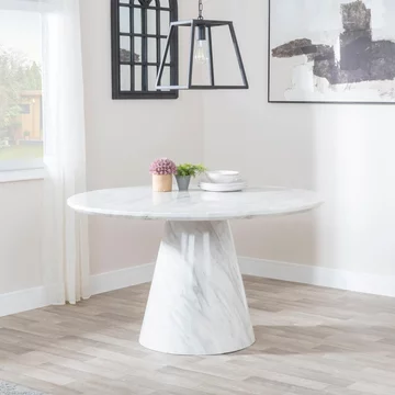 Carrera round dining table - 4 seater - 130cm - white marble