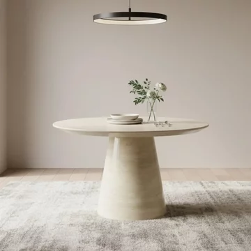 Carrera round dining table - 4 seater - 130cm - travertine beige marble