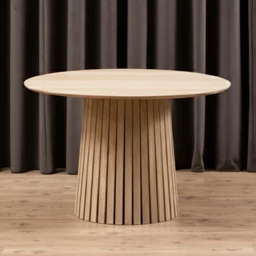 Christo dining table - 4 seater - round - slatted pedestal - 120cm - white oak