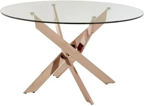 Clearance - allure round dining table - 4 seater - 130cm - rose gold glass - fss15472
