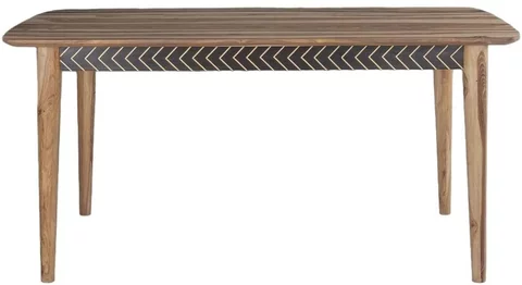 Clearance - luxuria sheesham wood 6 seater dining table with black geometric trim