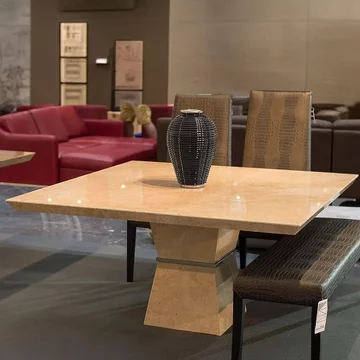 Clepsy plus dining table - 8 seater - square - marble with pedestal base - variation available