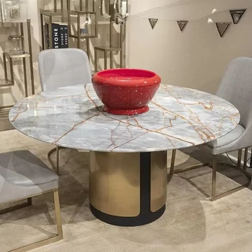 Compass dining table - round pedestal - marble - variation available