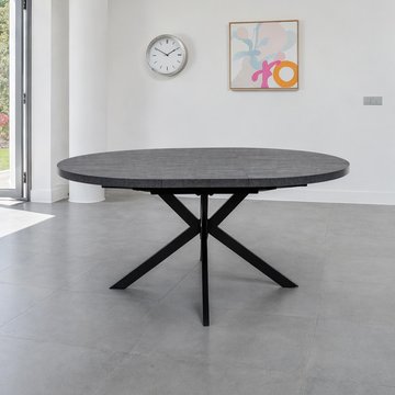 Faro extending dining table - 4-6 seater - 120cm-160cm - round - melamine - charcoal
