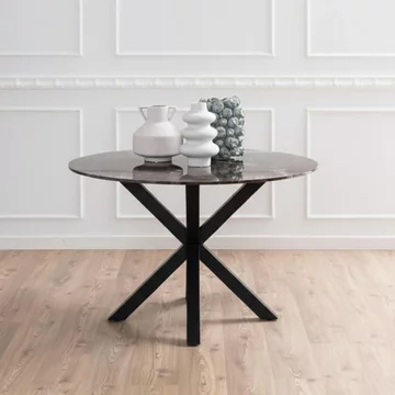 Heaven round dining table - 4 seater - 120cm - brown marble effect - with star legs
