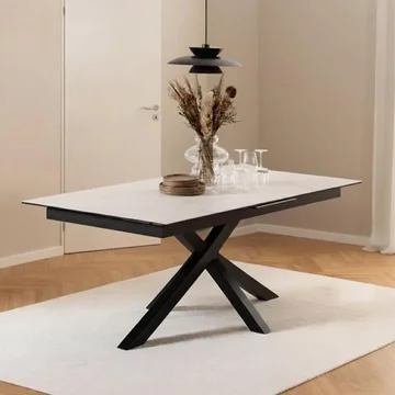 Heaven extending dining table - 8-10 seater - 200cm-240cm - white ceramic - with star legs