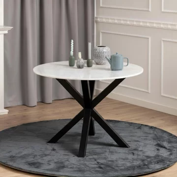 Heaven round dining table - 4 seater - 110cm - white marble effect - with star legs