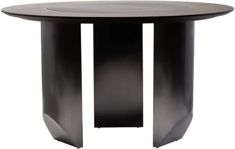 Imperia dining table - 4 seater - 130cm - round - black ceramic and wood with lazy susan