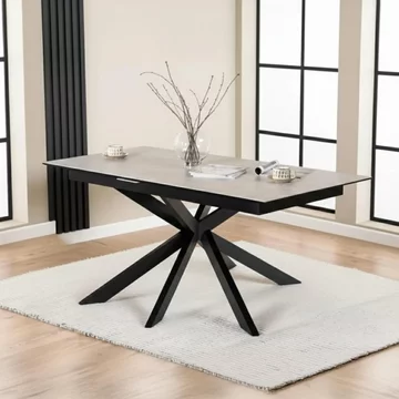 Irwine extending dining table - 6-8 seater - 168cm-210cm - grey ceramic - with star legs