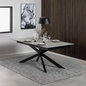Irwine extending dining table - 8-10 seater - 200cm-240cm - grey ceramic - with star legs