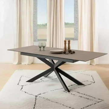 Irwine extending dining table - 6-8 seater - 168cm-210cm - rusty brown ceramic - with star legs