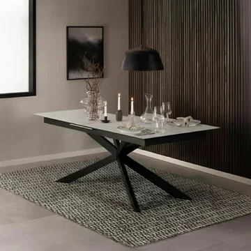 Irwine extending dining table - 8-10 seater - 200cm-240cm - white ceramic - with star legs
