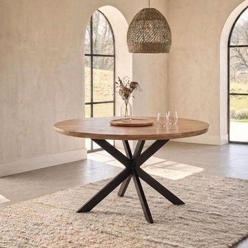 Jesper dining table - 150cm - 6 seater - round - star base - natural - mango wood